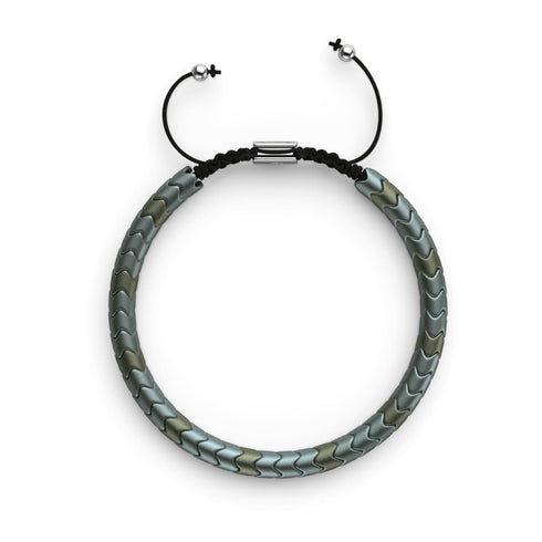 Serpentine | Matte Seafoam Hematite x Silver | Wave Bracelet